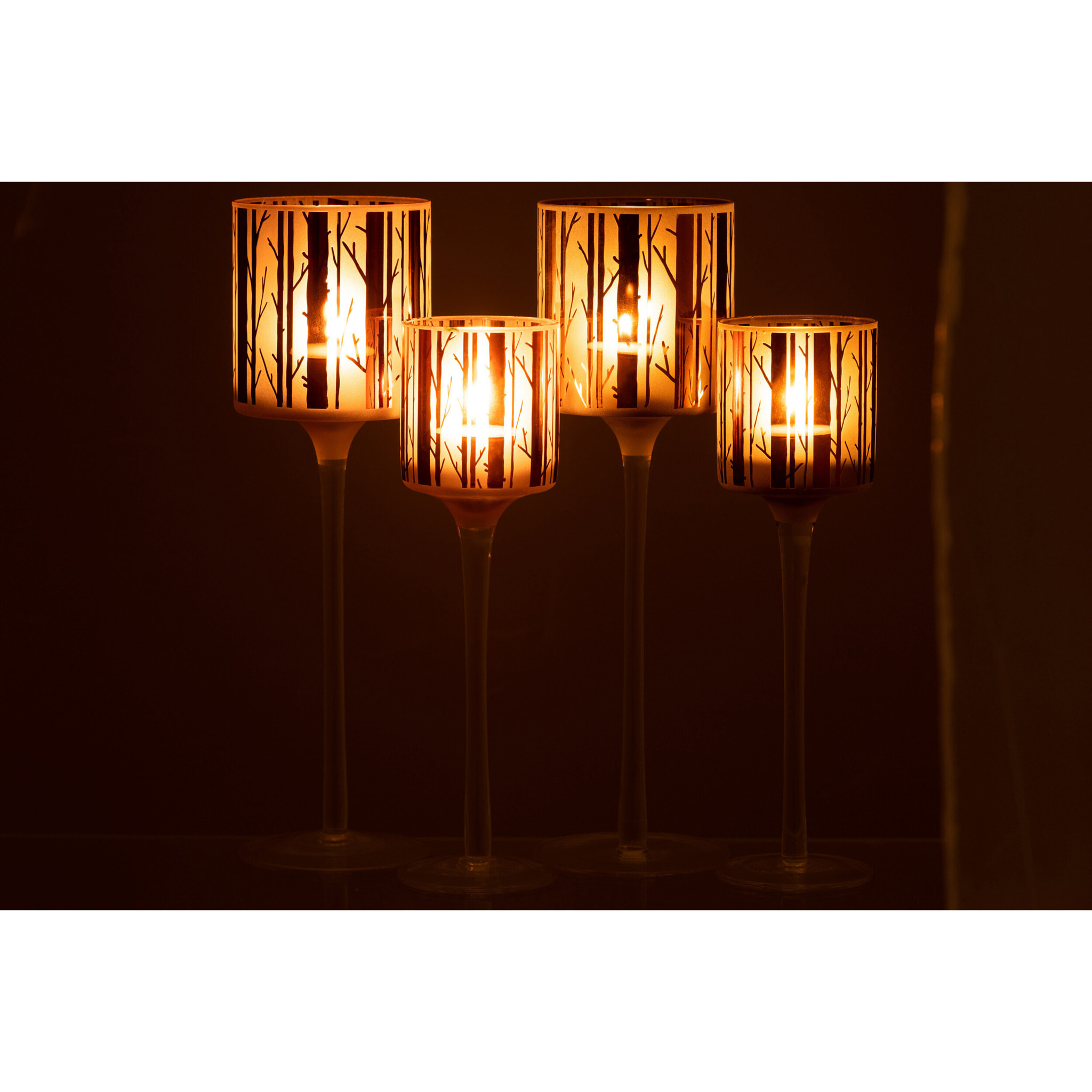 J-Line photophore sur pied Arbre - verre - marron - large - 2 pcs