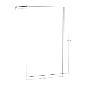 Mampara de Ducha | Panel Fijo | 120 X 195 cm | Perfil Negro | Cristal Templado con Espesor de 8mm| Tratamiento Antical | Alday
