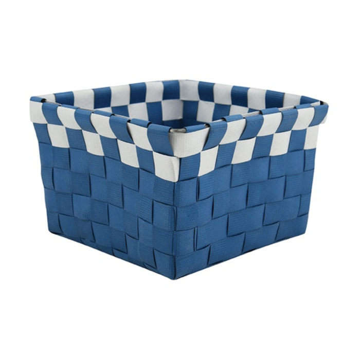 Panier de rangement 14x14x9cm Bleu Marine & Blanc MSV