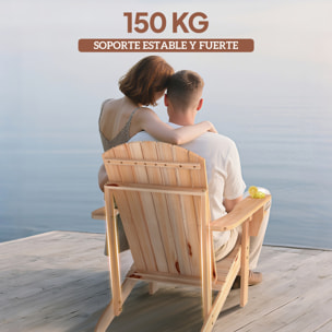 Silla Adirondack de Madera Silla de Jardín con Reposabrazos y Respaldo Alto para Terraza Balcón Exterior 72x95x93 cm Natural