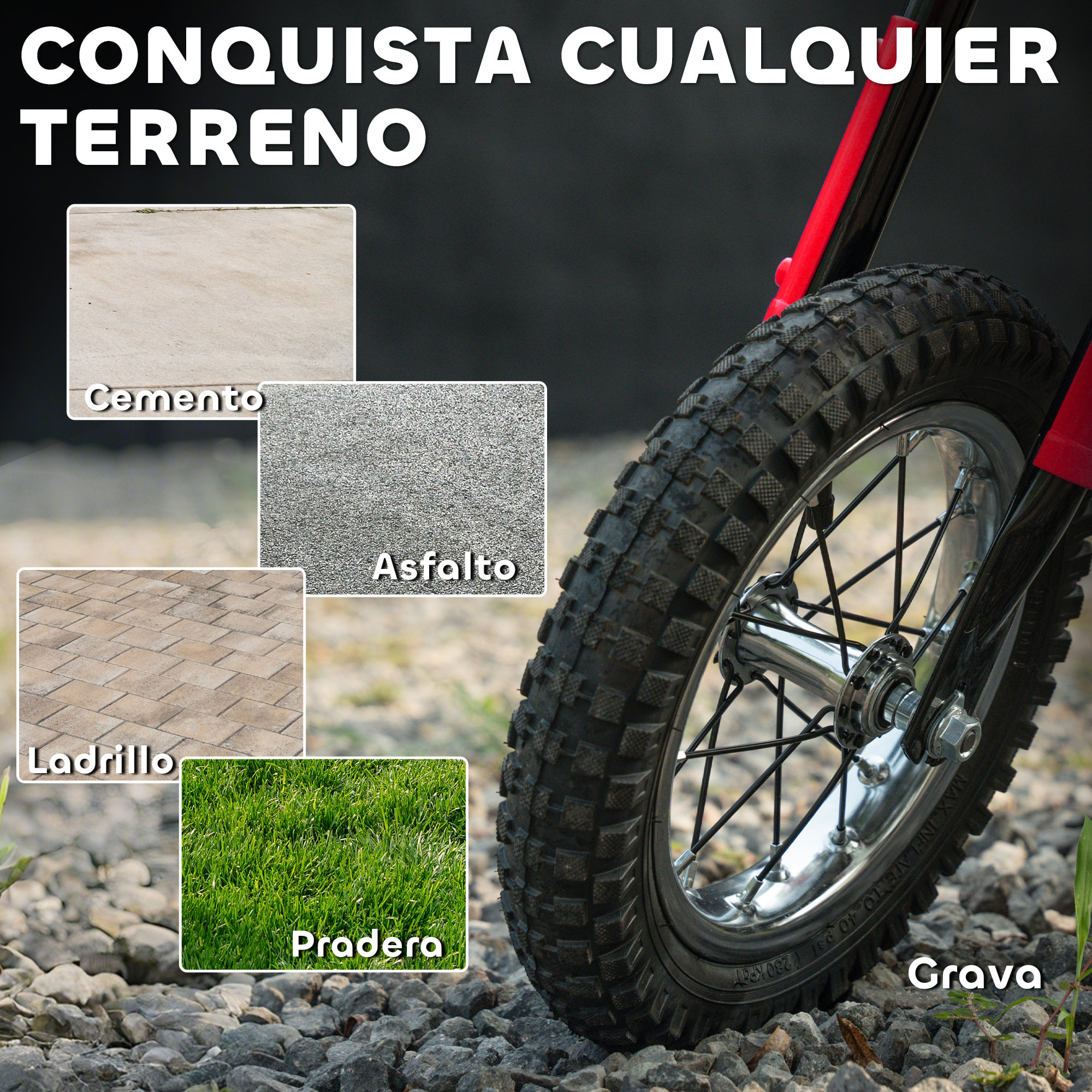 Moto Eléctrica para Niños 24V, Moto Eléctrica Infantil con Motor 250W, Velocidad de 6-16km/h, Ruedas de 12'' y Suspensión Trasera, para Niños de 8-12 Años, Rojo