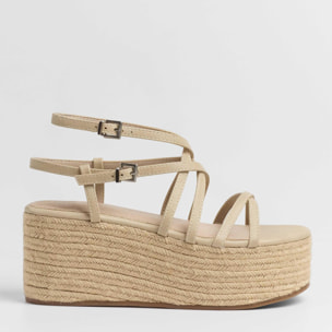 Sandalias de plataforma Zahara Beige 7 cm