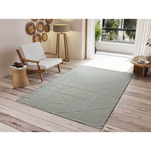 LUX Alfombra geométrica en estilo étnico en color blanco, varias medidas disponibles.