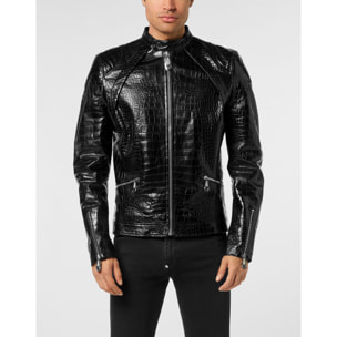 PHILIPP PLEIN Leather Moto Jacket COCCO