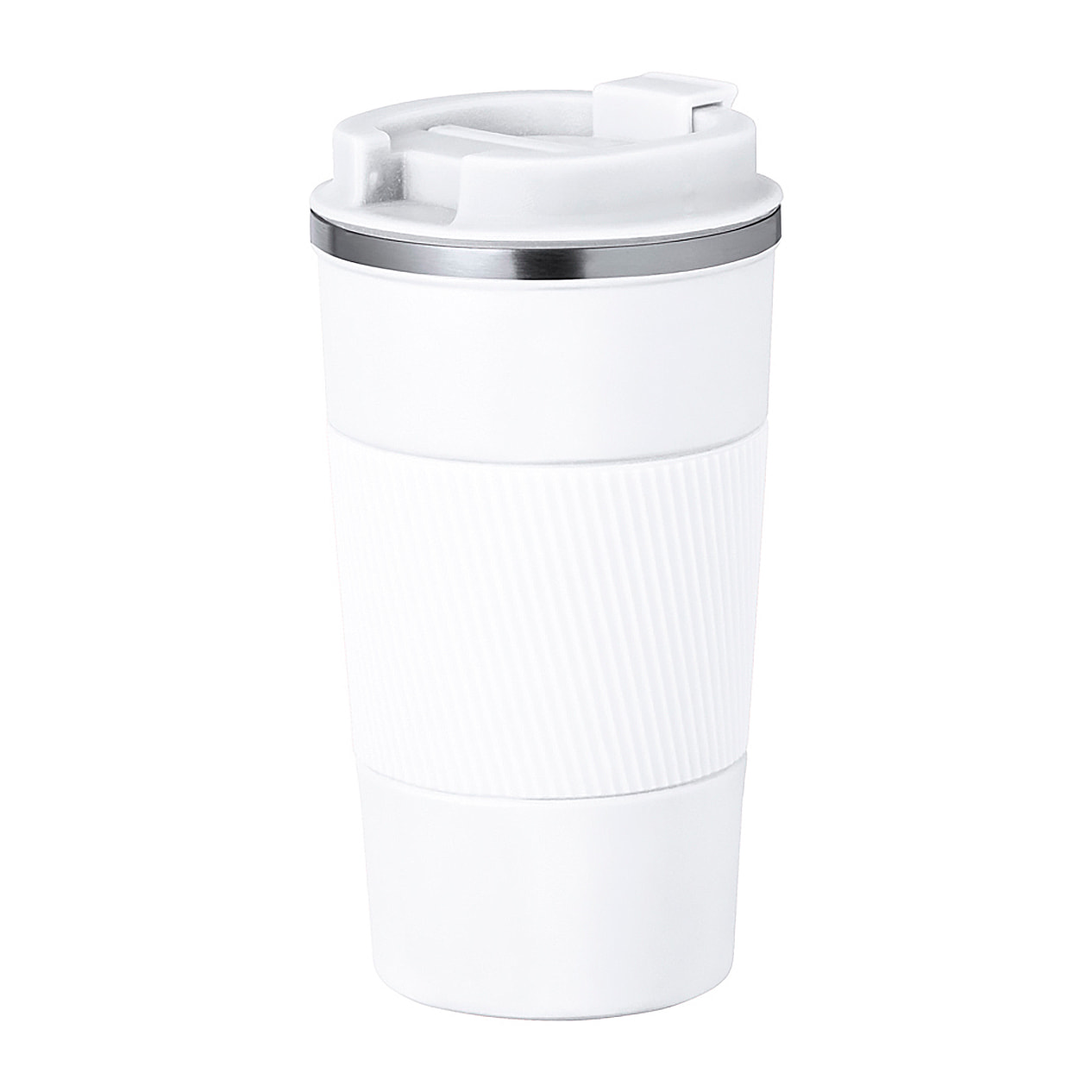 Vaso térmico en acero inox de doble pared y 400 ml de capacidad. Con dosificador en tapa y abrefácil, banda de silicona a juego y base antideslizante. Libre de BPA.