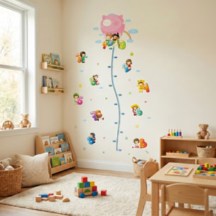 Stickers Muraux décoration adhésifs Toise Enfants avec Montgolfière