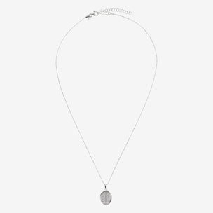 Collana  in Argento 925 con Pendete Ovale in Pavé di Cubic Zirconia