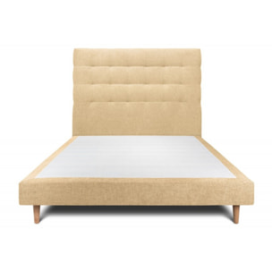 Lit avec tête de lit capitonnée tissu et sommier tapissier Ep14