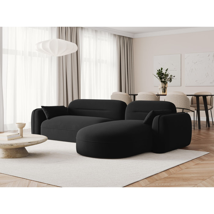 Canapé d'angle droit modulable "Sydney" 4 places en velours noir