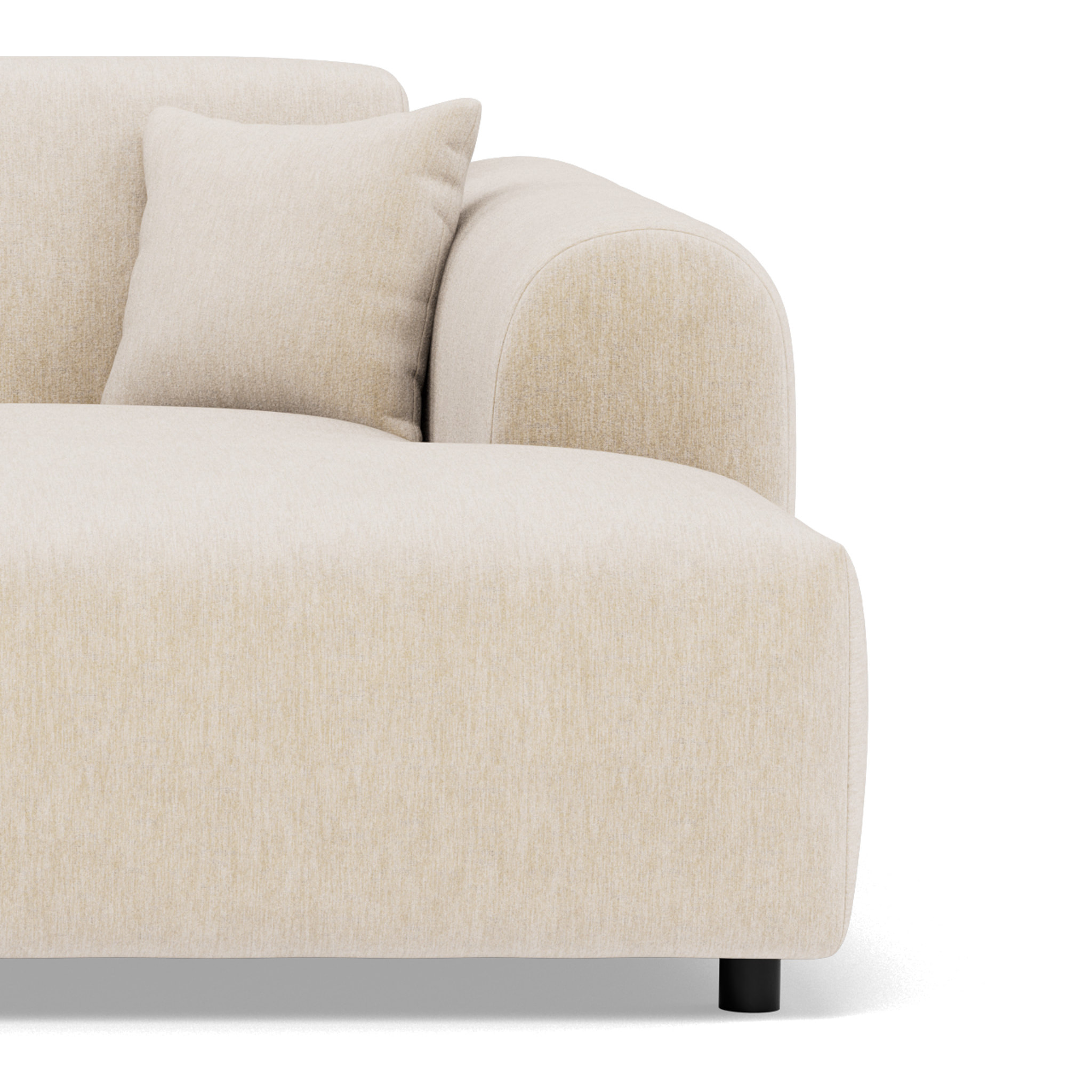 Aumance - canapé droit 4 places avec double méridienne assise profonde en velours texturé - Beige
