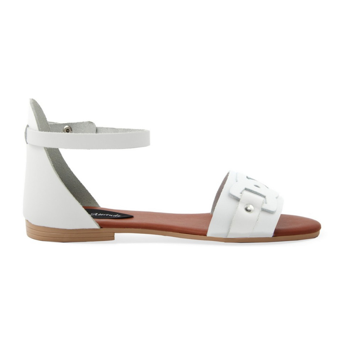 Sandali Flat Made in Italy in pelle colore Bianco, Altezza tacco 1,2 cm