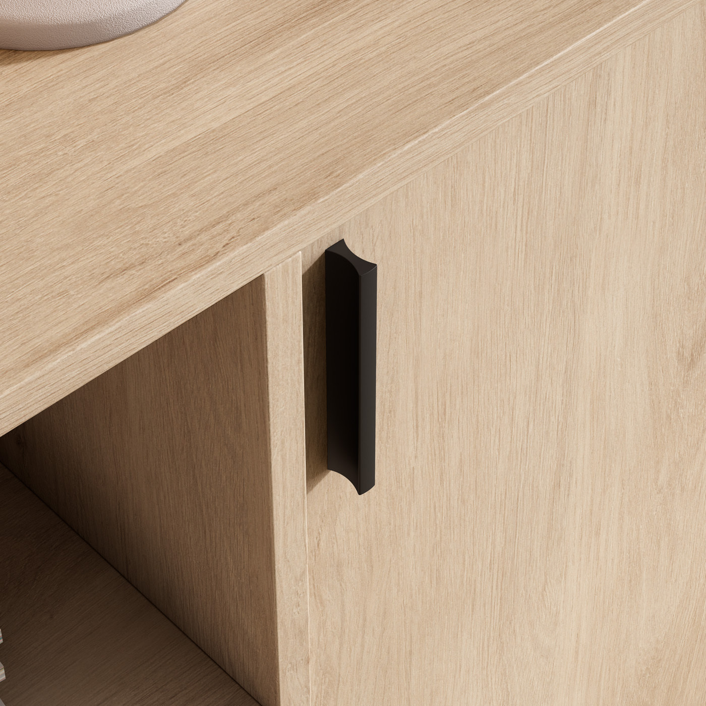 Aparador entrada Dover melamina roble claro 88x90x33 cm