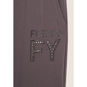 Pantalone Donna in Felpa Viscosa con Logo FY in Strass