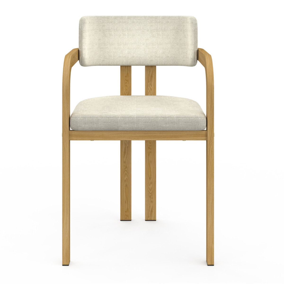 Chaises Elsa avec accoudoirs en tissu beige et pieds métal - lot de 2