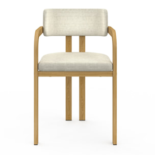 Chaises Elsa avec accoudoirs en tissu beige et pieds métal - lot de 2