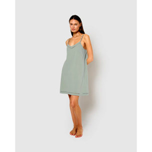 Camisón corto tirantes vainica verde azulado