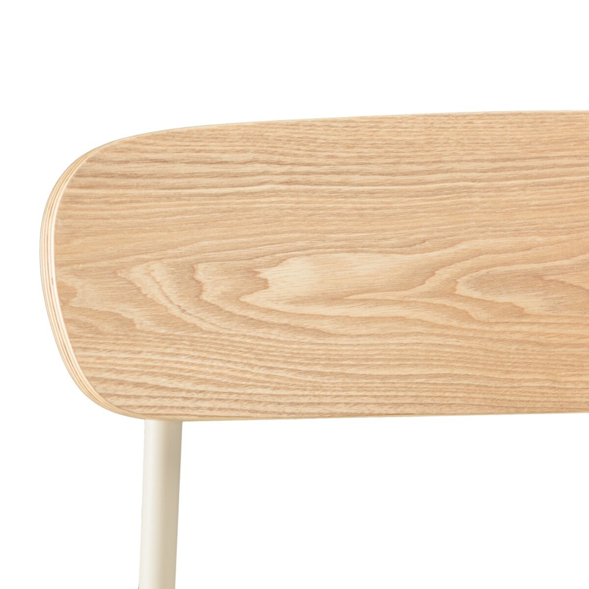 TOM - Lot de 2 chaises « écolier » en bois de frêne pieds acier blanc