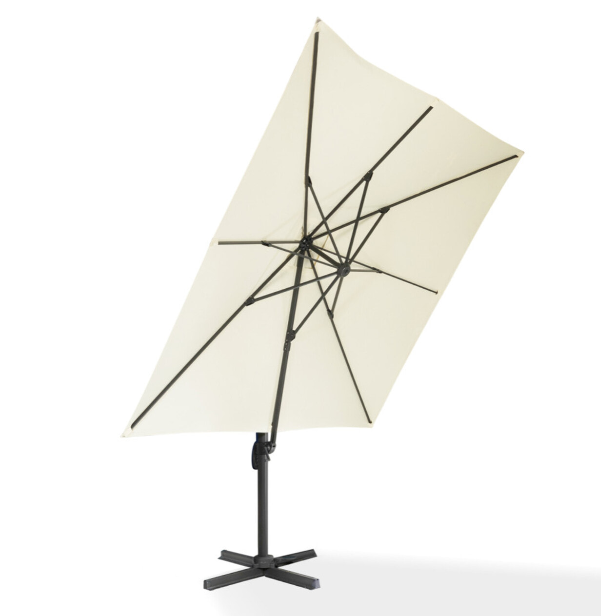 Parasol Sombra 360° carré avec housse de protection - Crème