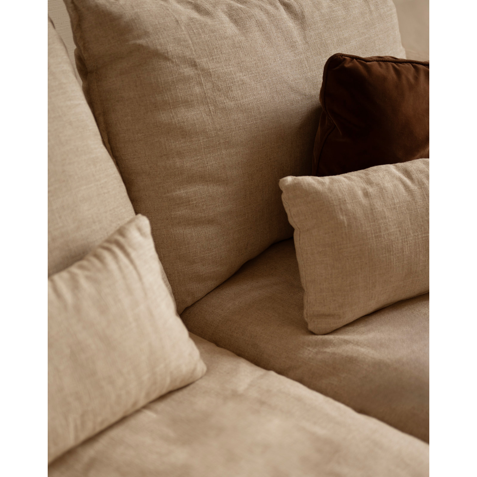 Módulo de algodón y lino con reposabrazos derecho desenfundable tono beige de 97x96cm Alto: 99 Largo: 97 Ancho: 96