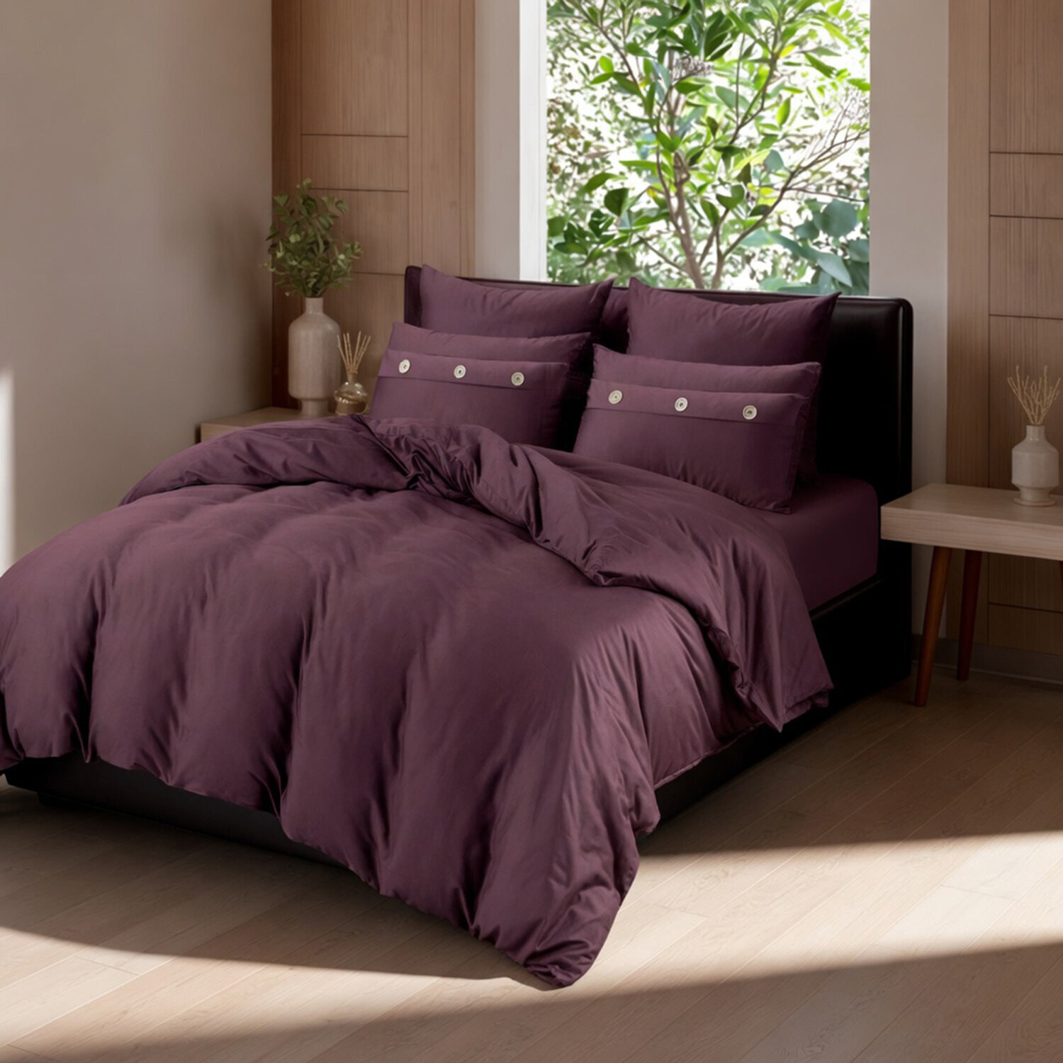 Housse De Couette 57 Fils Prune Violet
