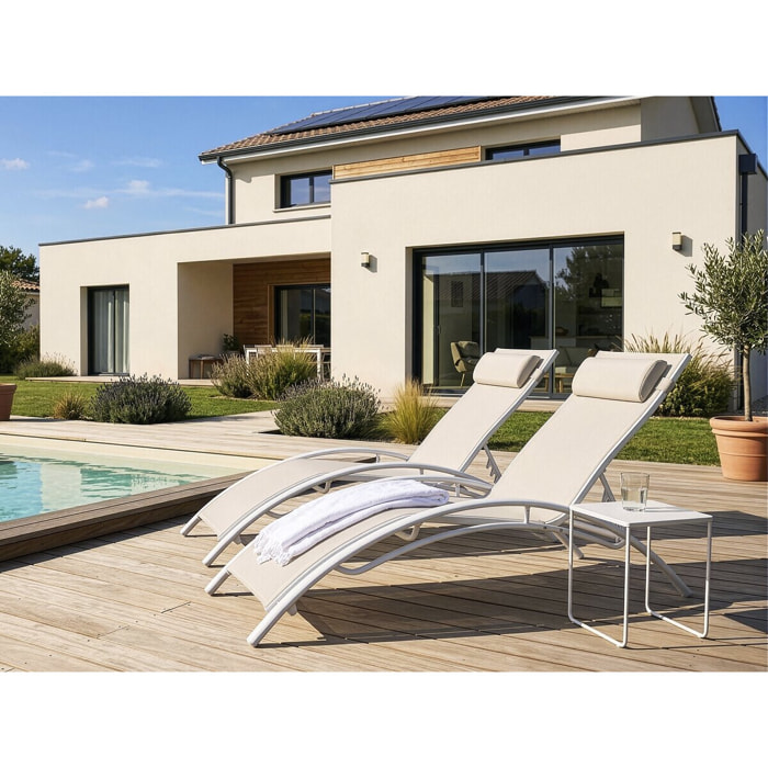 Bain de soleil en aluminium "Beauty" - Phoenix - Ecru - Lot de 2