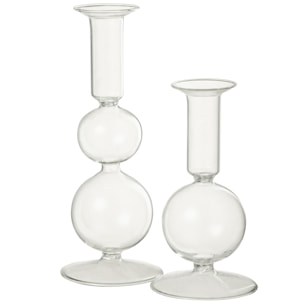 J-Line chandelier 2 Boules - verre - transparent - large