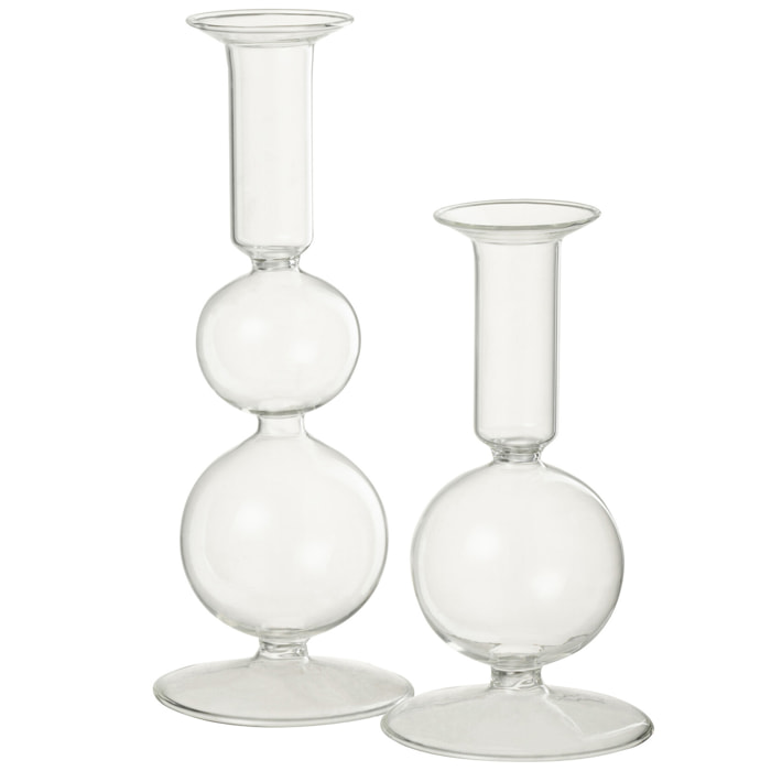 J-Line chandelier 2 Boules - verre - transparent - large