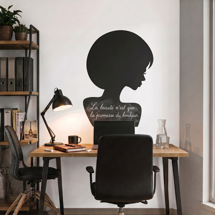 Sticker ardoise tableau noir - stickers muraux adhésif effaçable - SILHOUETTE FEMME