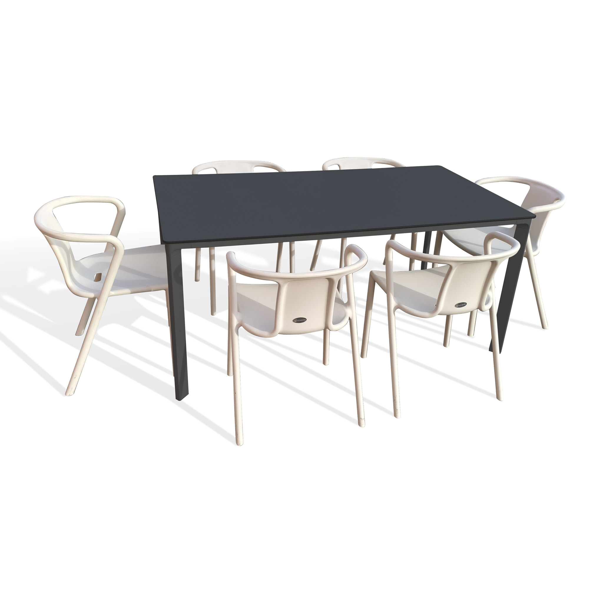 MEET - Ensemble repas de jardin 6 places en aluminium laqué