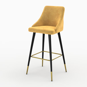 Pack 4 chaises de bar en velours orange et jaune 77,5 cm - Aristote