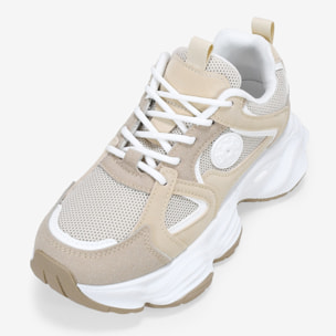 Zapatillas de plataforma beige con cordones