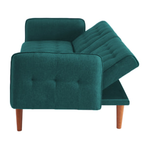 PERTH - Canapé 3 places convertible avec tablette centrale rabattable vert