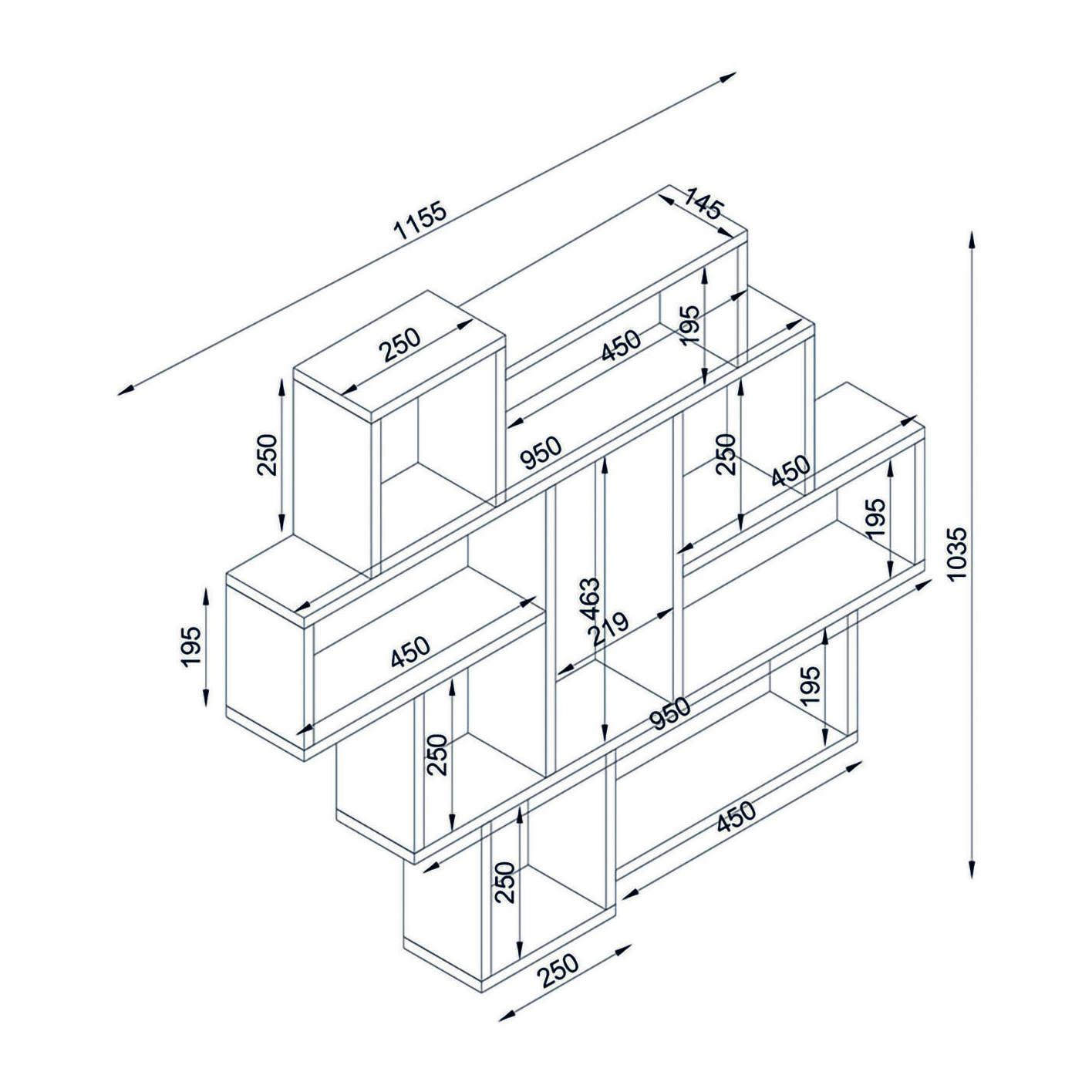 Mensola Dpochesc, Scaffale, Ripiano a muro, Scaffalatura multiuso, 116x15h104 cm, Bianco