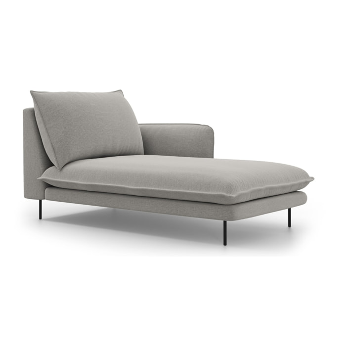 Méridienne droite "Vienna" en tissu structurel gris clair
