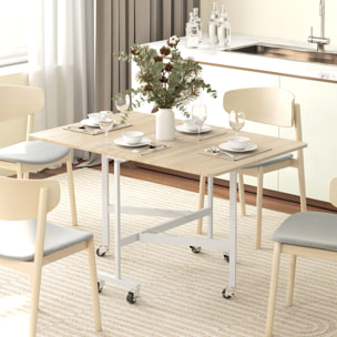 Mesa Plegable de Comedor para 4-6 Personas Mesa de Comedor Plegable con Alas Abatibles y Ruedas Mesa Abatible para Cocina Comedor Sala de Estar 120x80x73 cm Roble