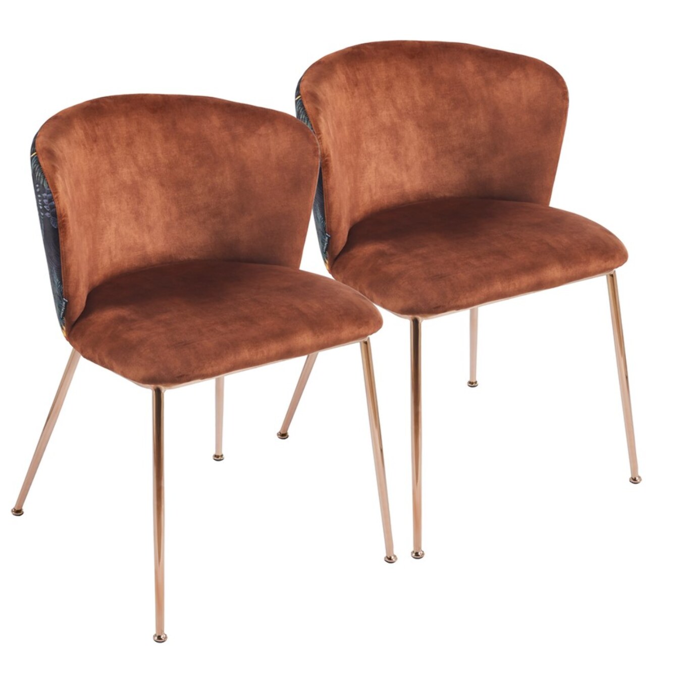 Set da 2 sedie moderne mattone con eleganti gambe in oro rosa - Charles