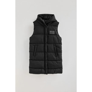 Gilet lungo reversibile nero con logo Polo Club