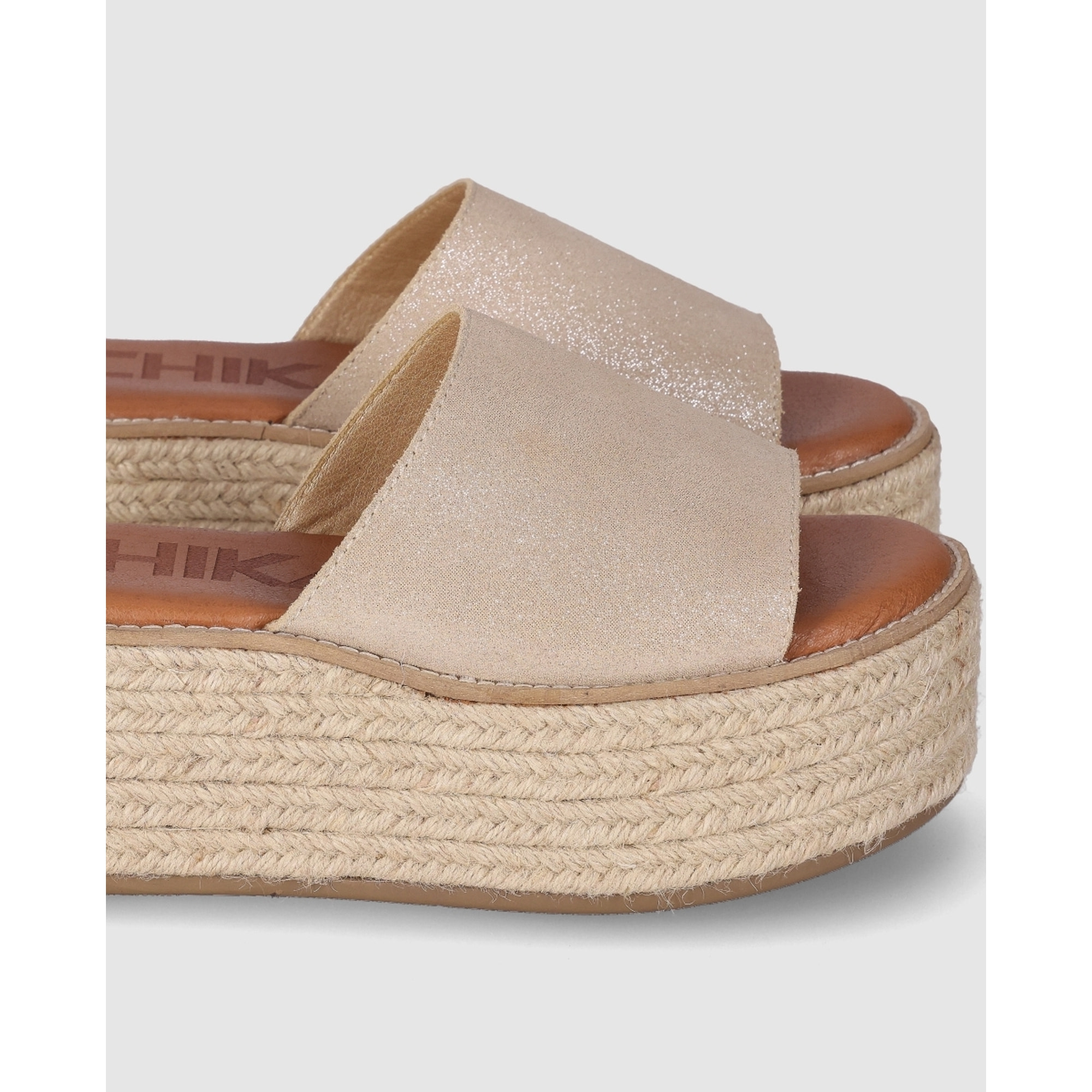 Sandalias de Serraje - Platino - Tacón: 6 cm