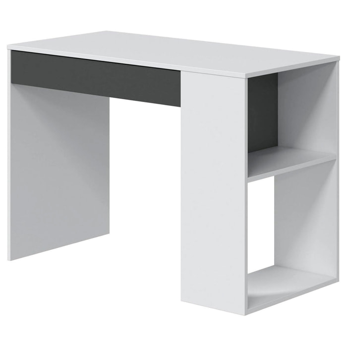 Scrivania Da Lavoro Per Computer Desk Con Cassetto Reversibile Design Moderno Ufficio Home Office Casa 73 x 101 x 50 Cm Bianco e Grigio Antracite