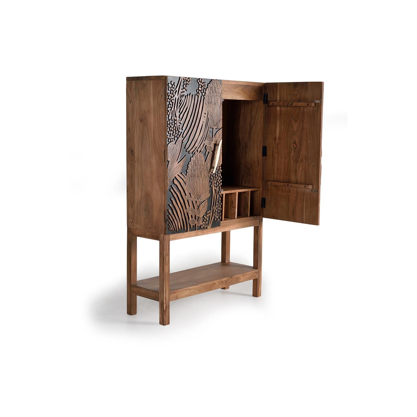 Muebles Bar de Madera de Acacia 100 Cm Estilo Étnico Moderno