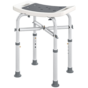 Siège de douche réglable en hauteur tabouret de douche ergonomique pieds antidérapants charge max. 150 Kg alu HDPE blanc gris