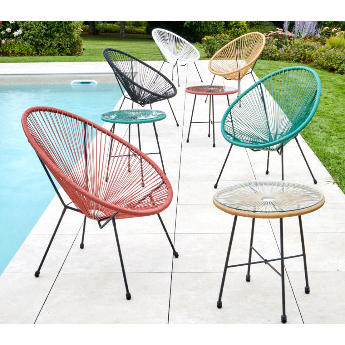 Salon de jardin en acier - 2 places - blanc - CARACAS