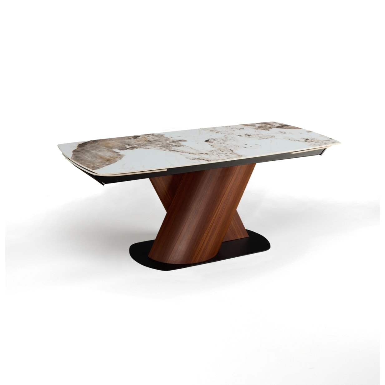 Table à manger extensible Tomasucci JAN, en céramique, marbre onyx, chêne, 180/220/260 × 90 × 75 cm