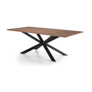 Mesa de comedor fija TOULOUSE - nogal y negro - 200x100x76cm