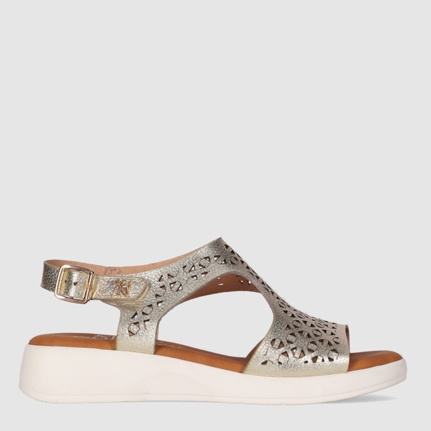 Sandalias de Piel - Oro - Tacón: 3 cm