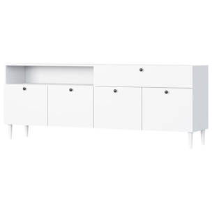 Gaby - buffet bas - blanc - 4 portes, 1 porte et 1 niche - 200 cm - Blanc