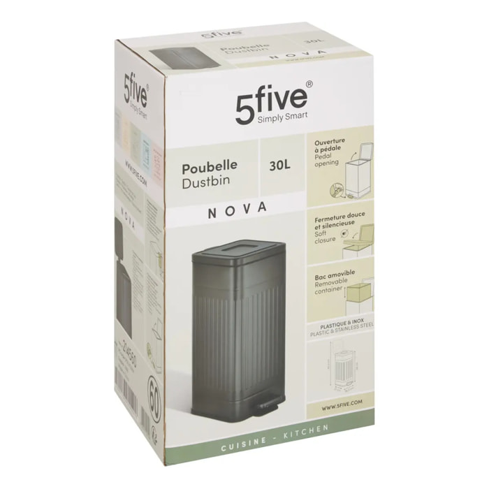Poubelle Nova avec Pedale 30L Noir 35x27x58 cm