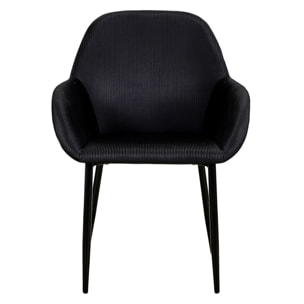 Fauteuil Giulia Noir Velours Cotele - Lot De 2