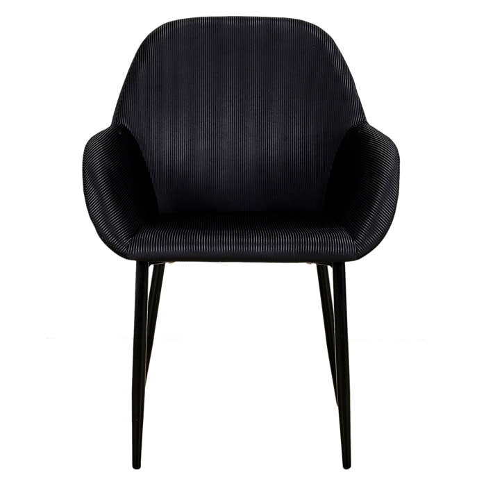 Fauteuil Giulia Noir Velours Cotele - Lot De 2