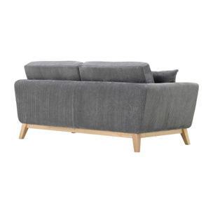 Canapé scandinave 3 places velours côtelé gris OSLO